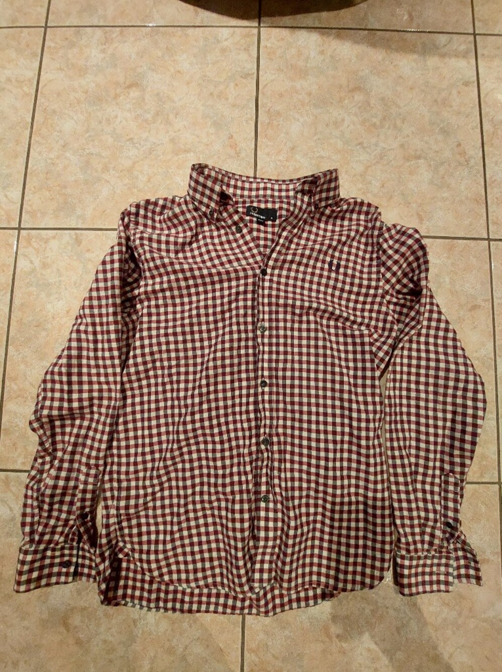 Fred Perry Red and White Gingham Button-Down Shirt